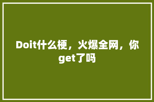 Doit什么梗，火爆全网，你get了吗