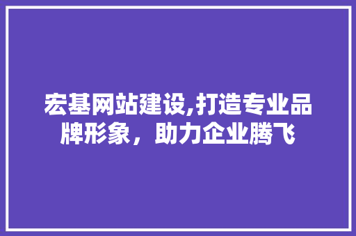 宏基网站建设,打造专业品牌形象，助力企业腾飞