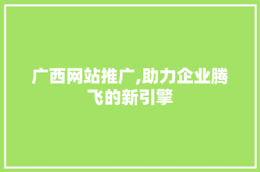 广西网站推广,助力企业腾飞的新引擎