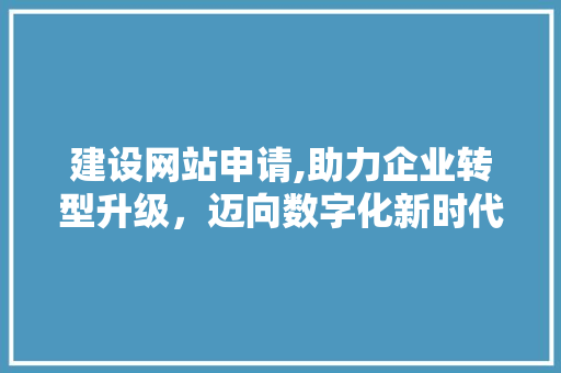 建设网站申请,助力企业转型升级，迈向数字化新时代