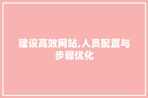 建设高效网站,人员配置与步骤优化
