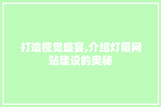打造视觉盛宴,介绍灯箱网站建设的奥秘