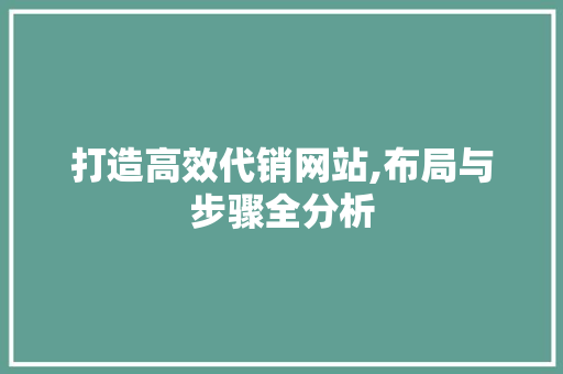 打造高效代销网站,布局与步骤全分析