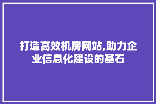 打造高效机房网站,助力企业信息化建设的基石 网站建设公司