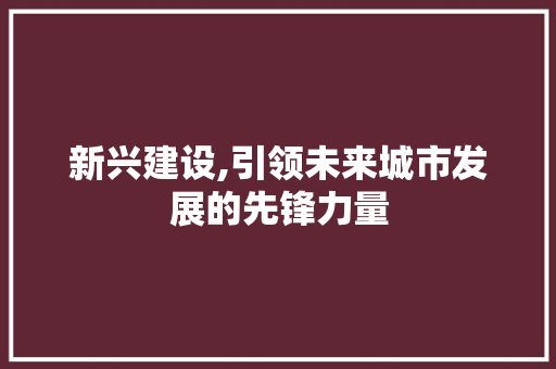 新兴建设,引领未来城市发展的先锋力量