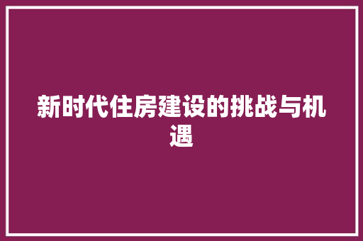 新时代住房建设的挑战与机遇 必应SEO