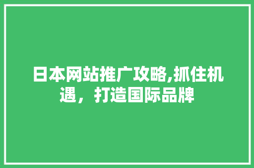 日本网站推广攻略,抓住机遇，打造国际品牌