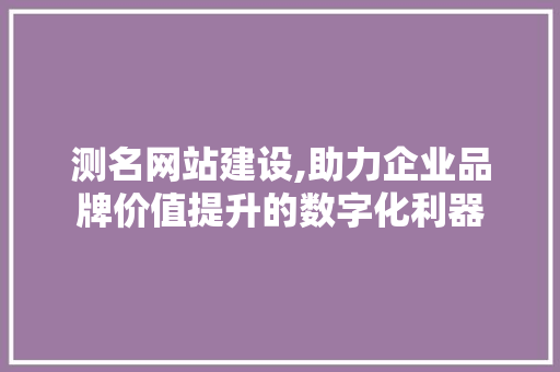 测名网站建设,助力企业品牌价值提升的数字化利器 网站建设公司