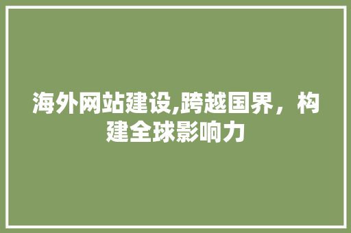 海外网站建设,跨越国界，构建全球影响力