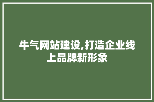 牛气网站建设,打造企业线上品牌新形象