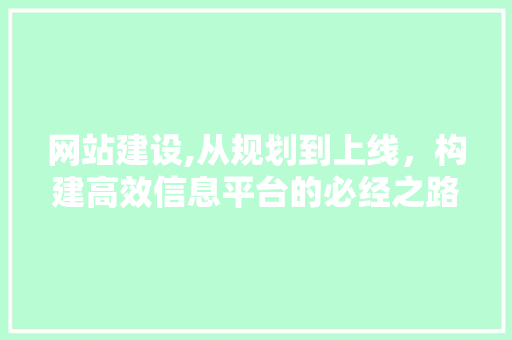 网站建设,从规划到上线，构建高效信息平台的必经之路