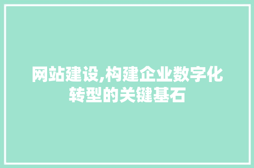 网站建设,构建企业数字化转型的关键基石