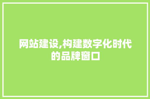 网站建设,构建数字化时代的品牌窗口 神马SEO