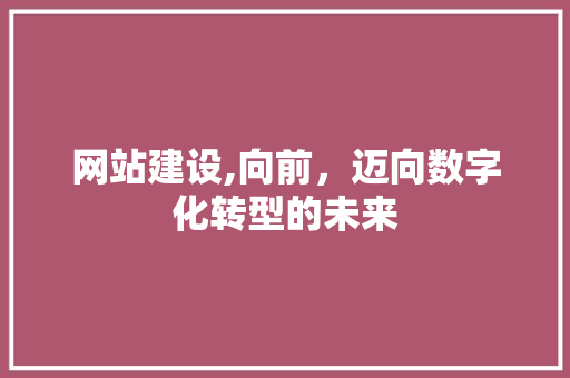 网站建设,向前，迈向数字化转型的未来