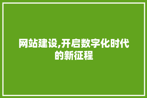 网站建设,开启数字化时代的新征程