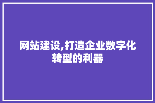网站建设,打造企业数字化转型的利器