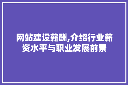 网站建设薪酬,介绍行业薪资水平与职业发展前景