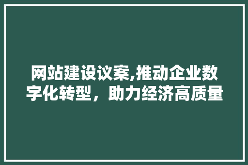 网站建设议案,推动企业数字化转型，助力经济高质量发展