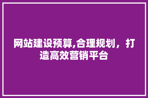 网站建设预算,合理规划，打造高效营销平台 百度SEO