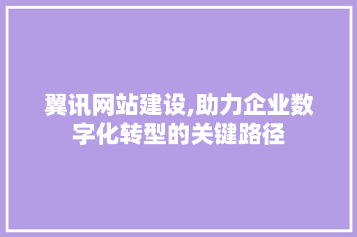 翼讯网站建设,助力企业数字化转型的关键路径 百度SEO