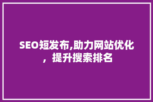 SEO短发布,助力网站优化，提升搜索排名