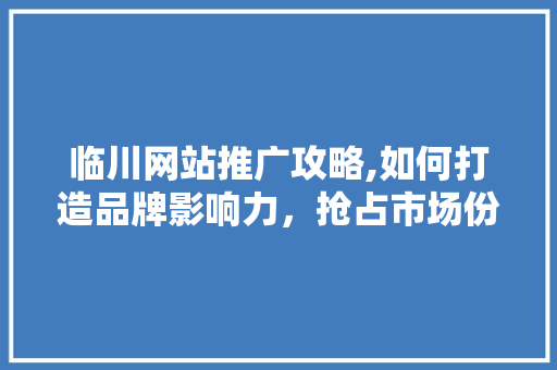 临川网站推广攻略,如何打造品牌影响力，抢占市场份额 搜狗SEO