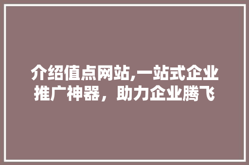 介绍值点网站,一站式企业推广神器，助力企业腾飞