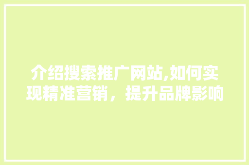 介绍搜索推广网站,如何实现精准营销，提升品牌影响力