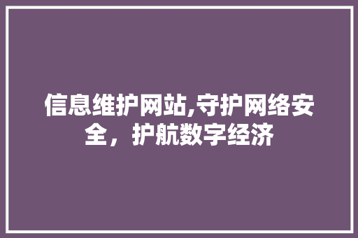 信息维护网站,守护网络安全，护航数字经济