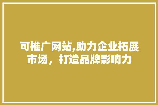 可推广网站,助力企业拓展市场，打造品牌影响力