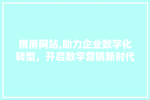 南屏网站,助力企业数字化转型，开启数字营销新时代