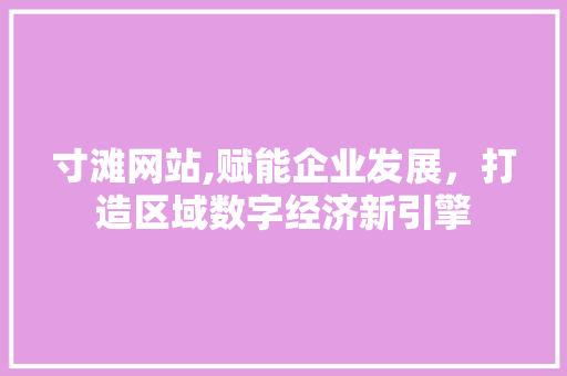 寸滩网站,赋能企业发展，打造区域数字经济新引擎