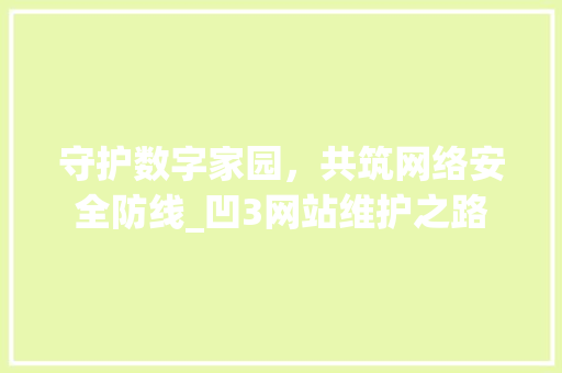 守护数字家园，共筑网络安全防线_凹3网站维护之路