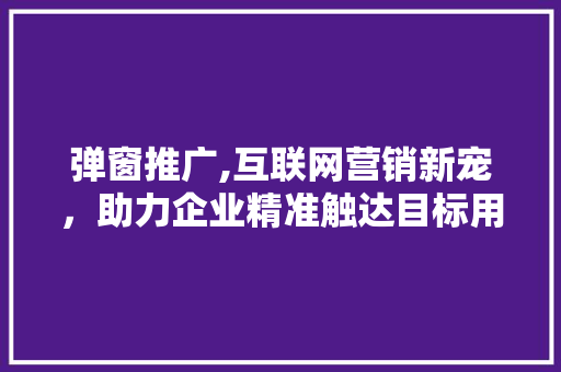 弹窗推广,互联网营销新宠，助力企业精准触达目标用户