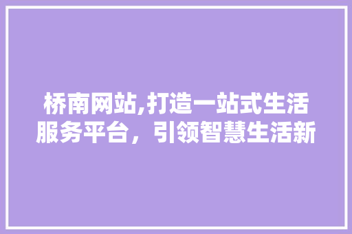 桥南网站,打造一站式生活服务平台，引领智慧生活新潮流