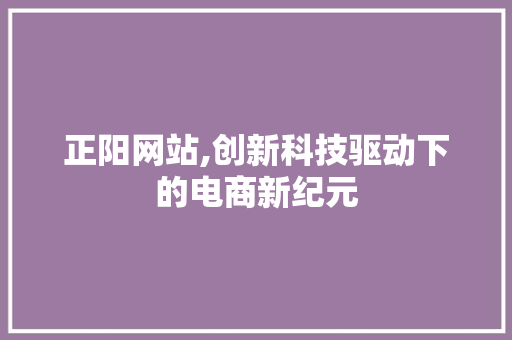 正阳网站,创新科技驱动下的电商新纪元