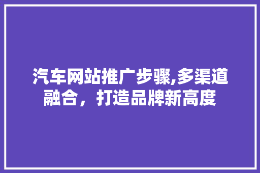 汽车网站推广步骤,多渠道融合，打造品牌新高度 必应SEO