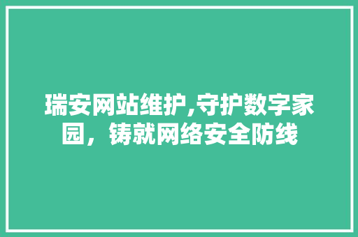 瑞安网站维护,守护数字家园，铸就网络安全防线