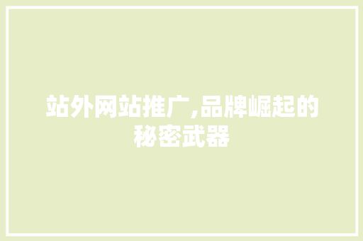 站外网站推广,品牌崛起的秘密武器