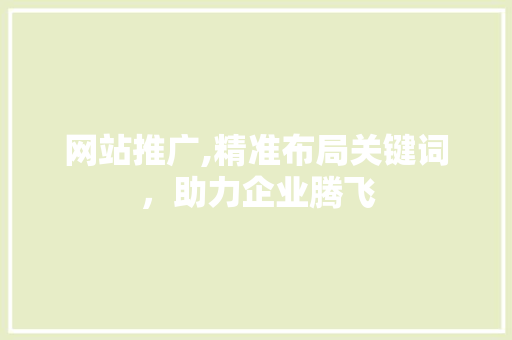 网站推广,精准布局关键词，助力企业腾飞 SEO关键词