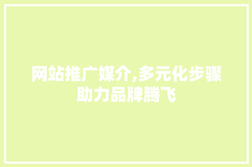 网站推广媒介,多元化步骤助力品牌腾飞 神马SEO