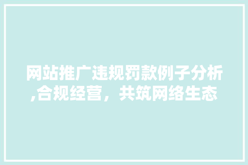 网站推广违规罚款例子分析,合规经营，共筑网络生态