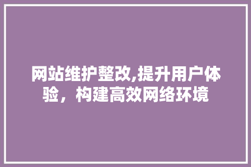 网站维护整改,提升用户体验，构建高效网络环境 SEO关键词