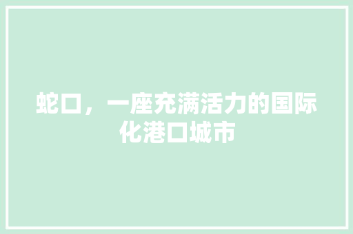 蛇口，一座充满活力的国际化港口城市 必应SEO