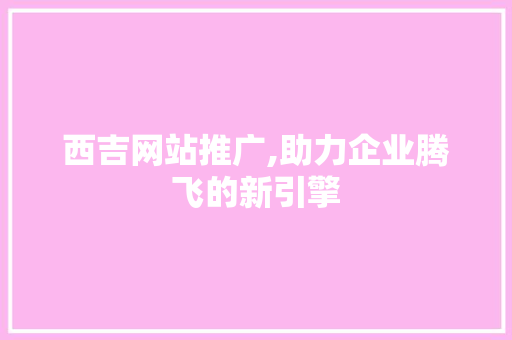 西吉网站推广,助力企业腾飞的新引擎 神马SEO