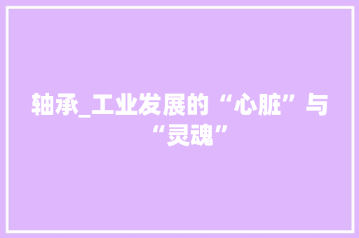 轴承_工业发展的“心脏”与“灵魂”