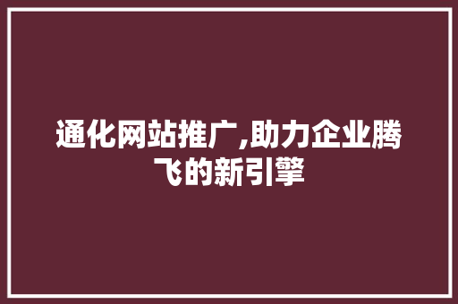通化网站推广,助力企业腾飞的新引擎