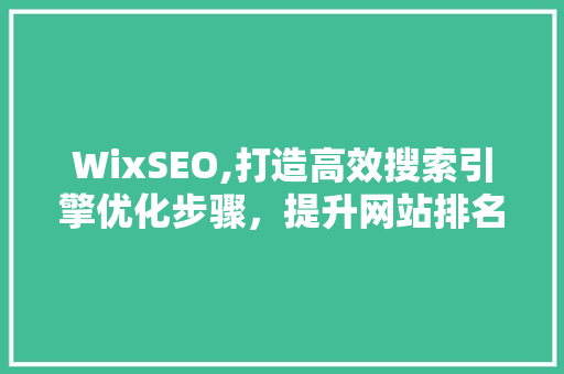WixSEO,打造高效搜索引擎优化步骤，提升网站排名与流量 SEO关键词