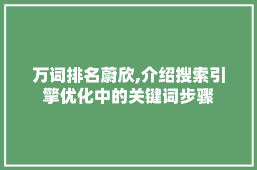万词排名蔚欣,介绍搜索引擎优化中的关键词步骤
