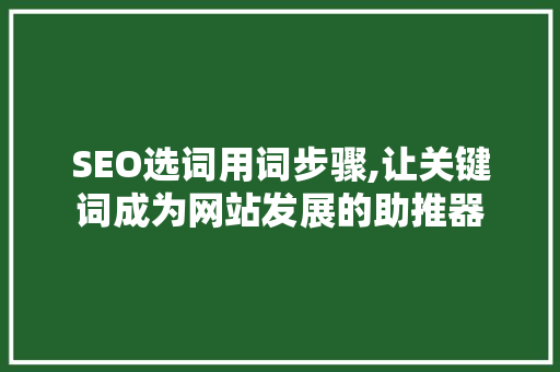 SEO选词用词步骤,让关键词成为网站发展的助推器